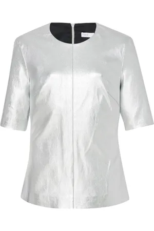 ROSETTA GETTY Laminiertes T-Shirt aus Leder