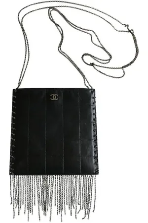 CHANEL 2003 Choco Bar Umhängetasche mit Fransen