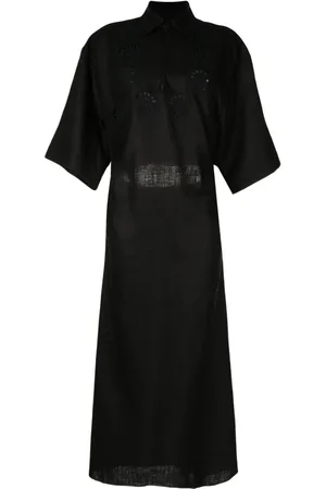 Litkovskaya Leinenkleid mit Guipure-Detail
