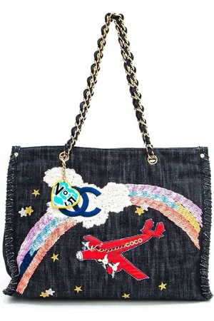 CHANEL 2006 Airplane Tote Bag aus Denim