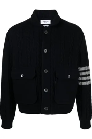 Thom Browne Zopfmuster-Jacke mit 4-Bar-Streifen