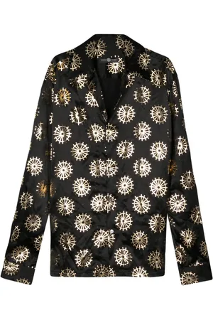 Edward Crutchley Seidenhemd mit Metallic-Print