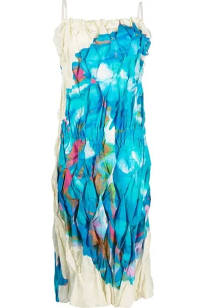 Issey Miyake 2000s Midikleid mit abstraktem Print