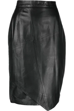 Gianfranco Ferré 1990 Bleistiftrock aus Leder im Layering-Look