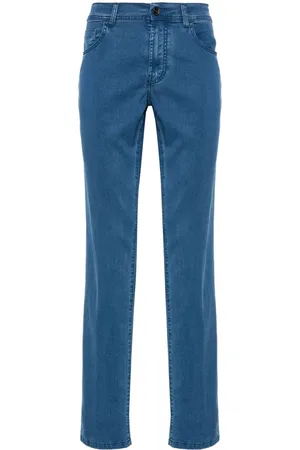 CANALI Halbhohe Jeans mit Logo-Patch