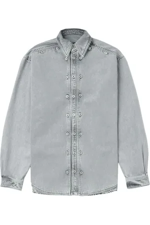 Y / PROJECT Ausgeblichenes Jeanshemd im Layering-Look