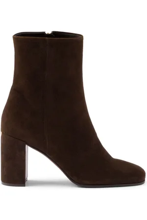 Prada Wildlederstiefel mit emailliertem Triangel-Logo 90mm