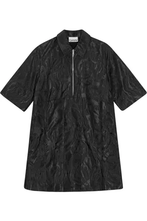 Ganni Kurzärmeliges Cloqué-Minikleid