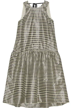 Ganni Jacquard-Midikleid mit Vichy-Karo