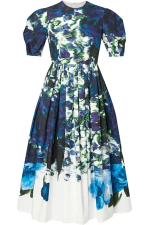 Erdem Taftmidikleid mit abstraktem Print