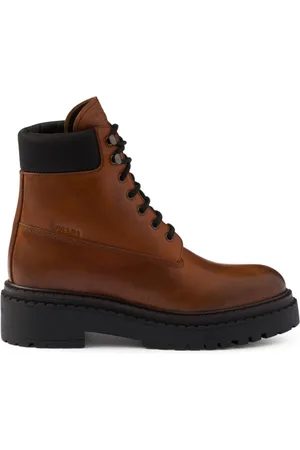 Prada Stiefeletten aus Leder und Re-Nylon