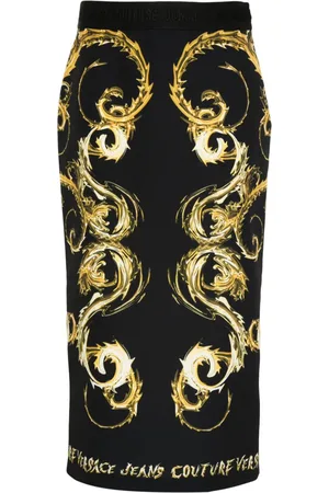 VERSACE Midirock mit Watercolor Couture-Print