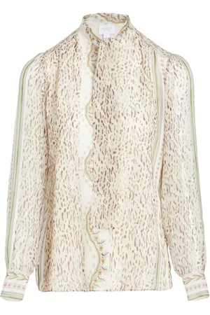 Giambattista Valli Bluse aus Seidengeorgette mit abstraktem Print