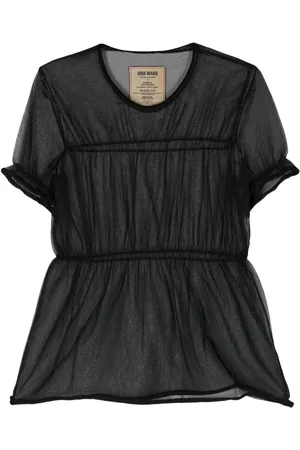 UMA WANG Satinbluse mit Ziersaum