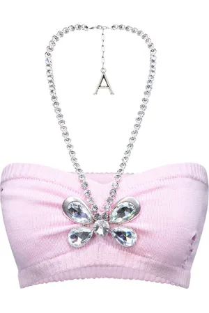 AREA Gestricktes Crystal Butterfly Bandeau-Top