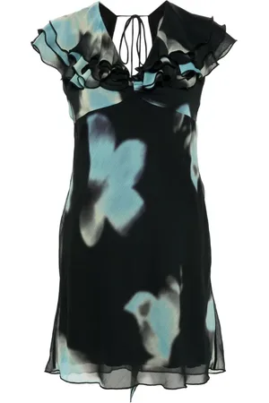 ROTATE Kurzes Chiffonkleid mit Rüschen