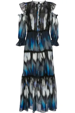 Marchesa Notte Schulterfreies Kleid mit Print