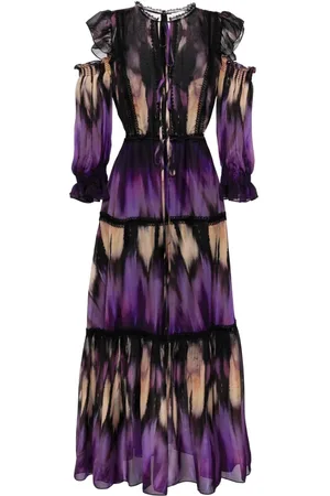 Marchesa Notte Schulterfreies Kleid mit Print