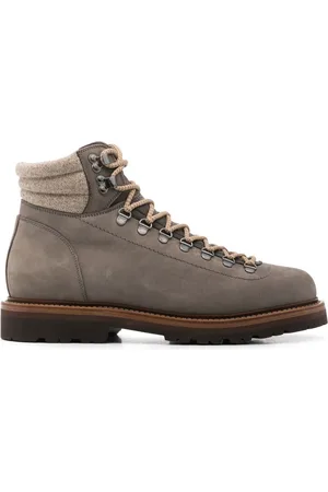 Brunello Cucinelli Stiefel aus Nubukleder mit Wolleinsatz