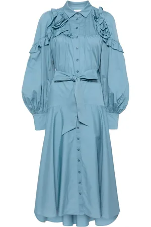 Marchesa Notte Gerüschtes Rosette Kleid