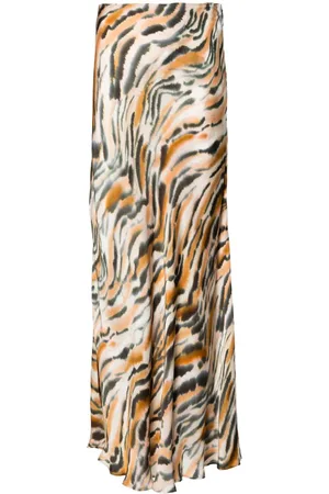 Twin-Set Satin-Maxirock mit Animal-Print