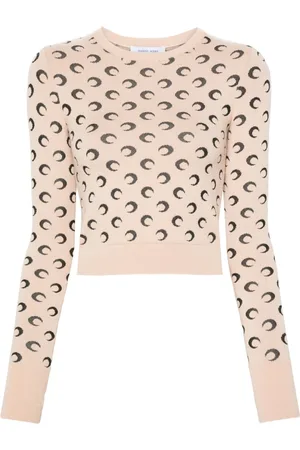 Marine Serre Jacquard-Pullover mit Sichelmond