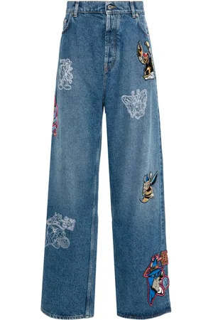 OFF-WHITE Character Diag Straight-Leg-Jeans