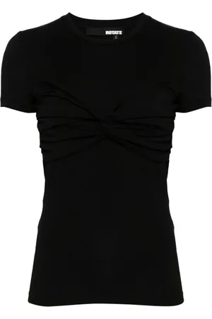 ROTATE Geripptes T-Shirt mit Knoten
