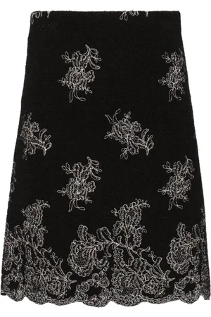 Giambattista Valli Tweed-Rock mit Blumenstickerei