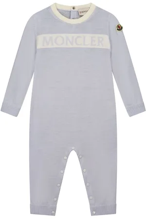 Moncler Strampler aus Merinowolle mit Jacquard-Logo