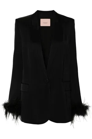 Twin-Set Satin-Blazer mit Federbesatz