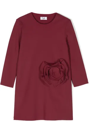 Il gufo Kleid mit Blumenapplikation