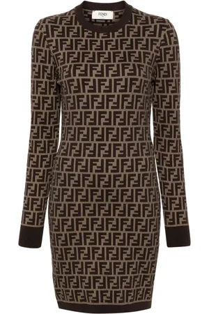 Fendi Zucca Minikleid mit langen Ärmeln
