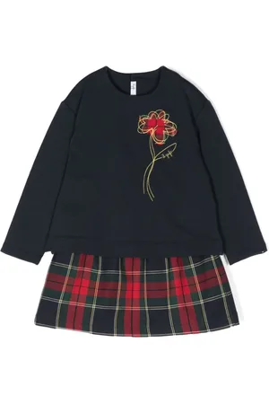 Il gufo Schottenkaro-Set aus Baumwoll-Fleece