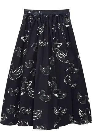Msgm Midirock mit Schwan-Print