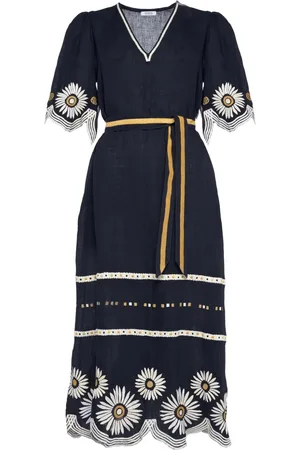 ERES Hortense Leinenkleid mit blumiger Stickerei