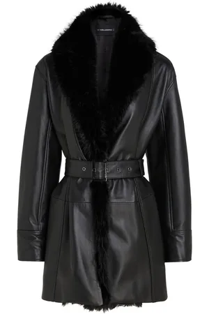 Karl Lagerfeld KL Studio Ledermantel mit Kragen aus Faux Fur