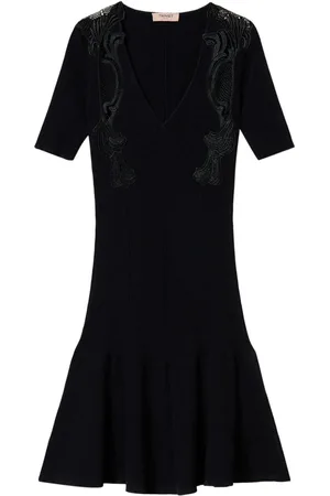 Twin-Set Geripptes Minikleid mit Spitzendetail
