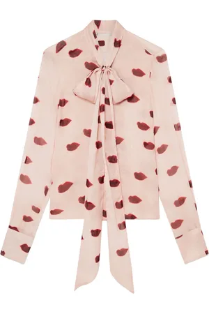 Stella McCartney Seidenbluse mit Lippen-Print