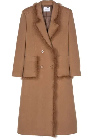 BLUMARINE Filzmantel mit Federbesatz