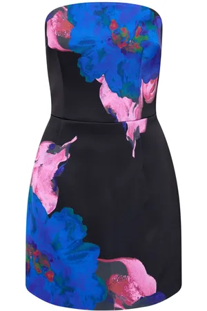 Rebecca Vallance Schulterfreies Acid Bloom Minikleid