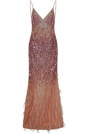 ROOM76 V-Ausschnitt-Kleid mit Paillettenfeder