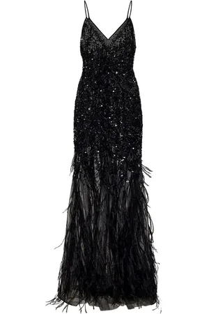 ROOM76 V-Ausschnitt-Kleid mit Paillettenfeder