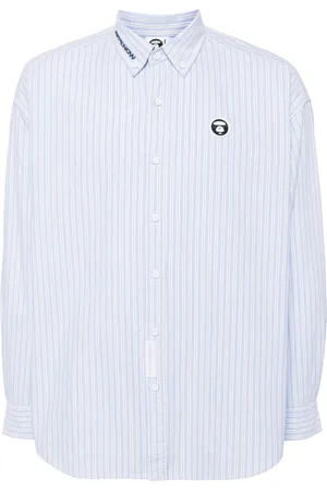 A Bathing Ape Gestreiftes Hemd mit Logo-Patch
