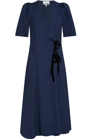 Ganni Gewickeltes Twill-Midikleid