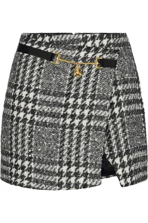 Elisabetta Franchi Laminierter Tweed-Wickelrock