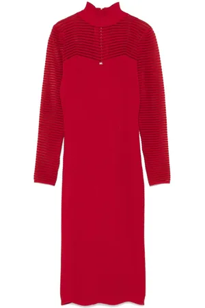Elisabetta Franchi Midikleid mit Fischgrätenmuster