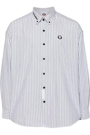 A Bathing Ape Gestreiftes Hemd mit Logo-Patch