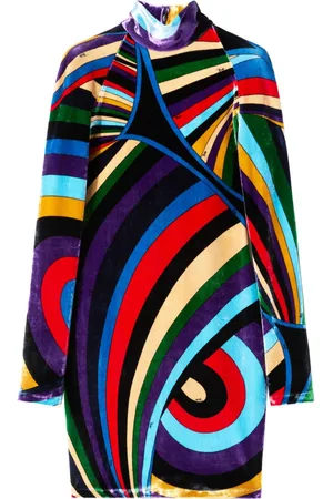 Puccini Samt-Minikleid mit Iride-Print