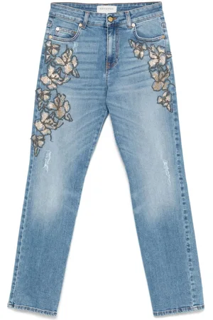 Ermanno Firenze Jeans mit Blumenstickerei